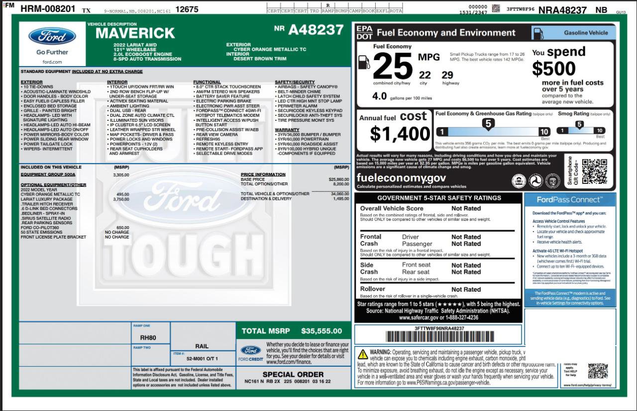 Used 2022 Ford Maverick Lariat w/ Lariat Luxury Package image 5