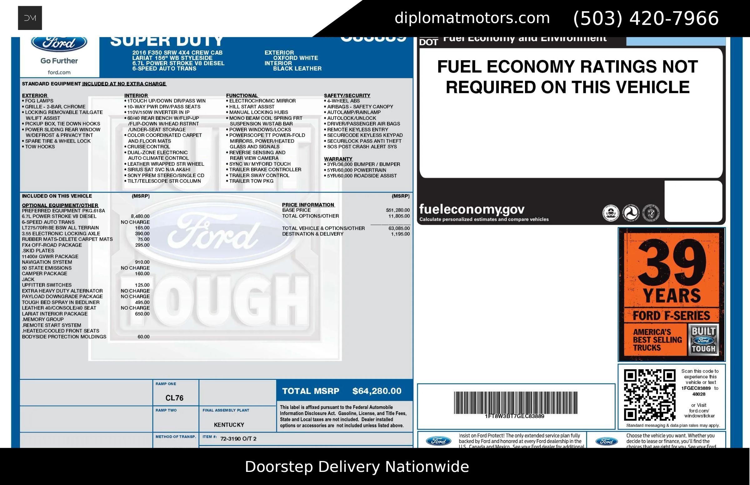 Used 2016 Ford F350 Lariat w/ Lariat Interior Package image 2