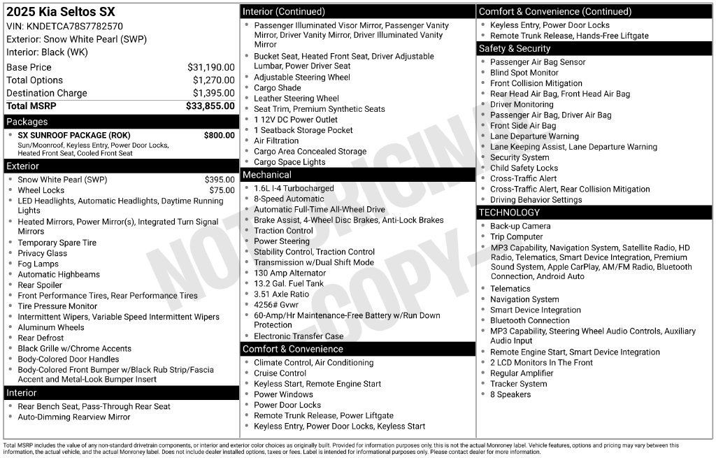 Used 2025 Kia Seltos SX w/ SX Sunroof Package AWD/4WD image 34