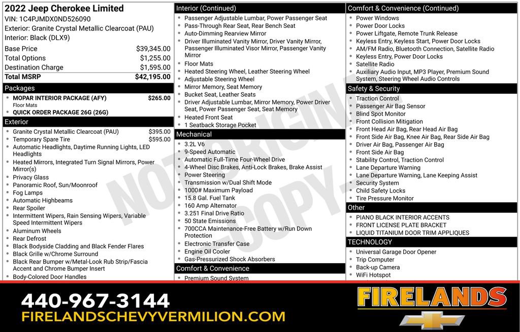 Used 2022 Jeep Cherokee Limited w/ Mopar Interior Package image 2