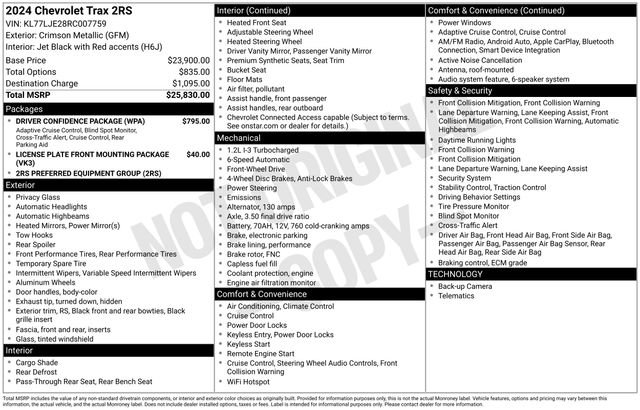 Used 2024 Chevrolet Trax RS w/ Driver Confidence Package FWD image 2