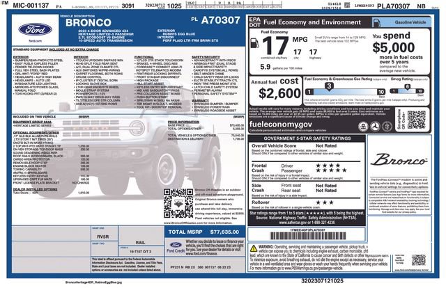Certified 2023 Ford Bronco Heritage Edition AWD/4WD image 3