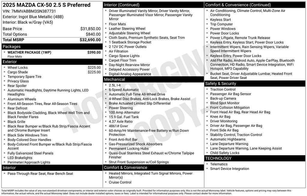New 2025 MAZDA CX-50 AWD 2.5 S w/ Weather Package image 4