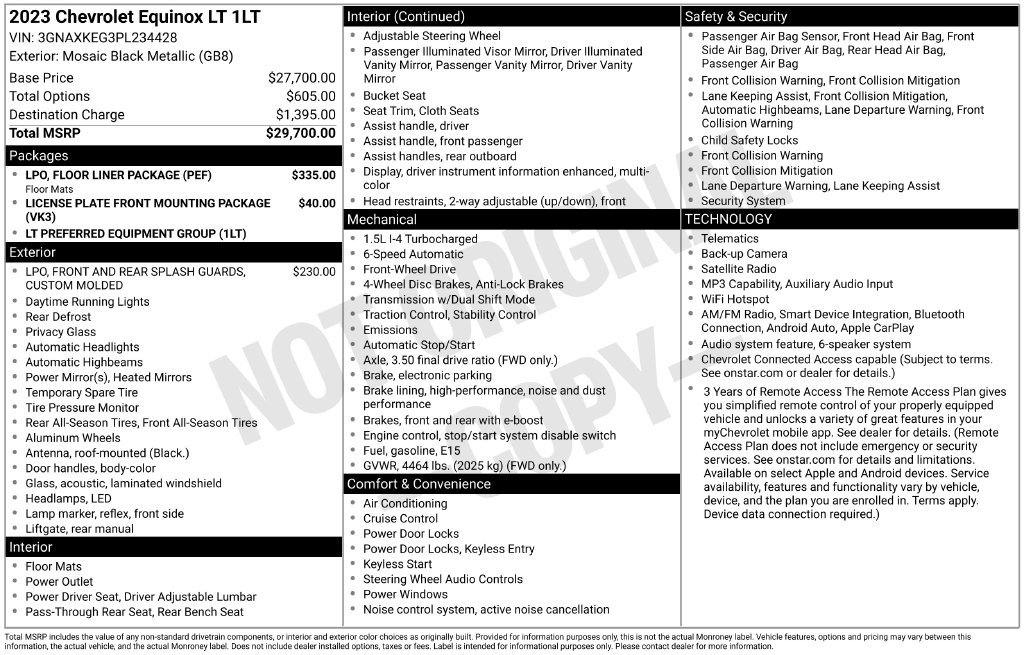 Used 2023 Chevrolet Equinox LT w/ LPO, Floor Liner Package FWD image 15