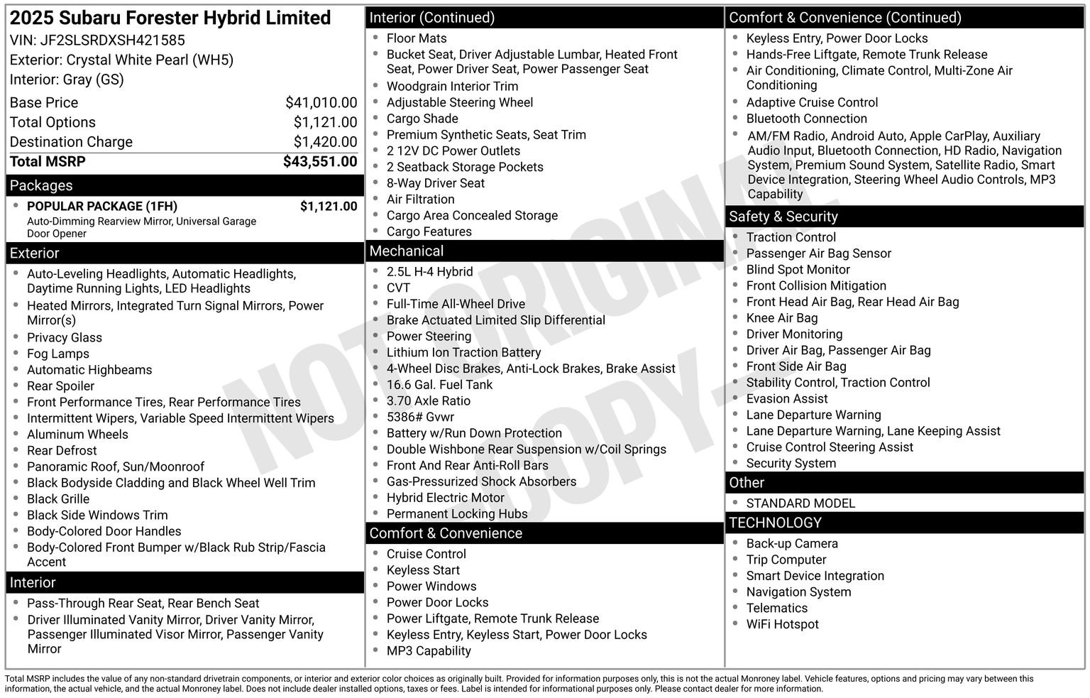 Certified 2025 Subaru Forester Limited w/ Popular Package AWD/4WD image 35