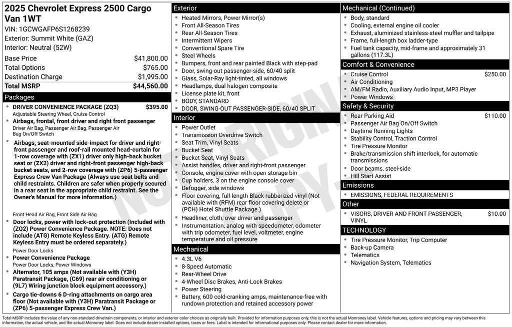 New 2025 Chevrolet Express 2500 w/ Driver Convenience Package image 35