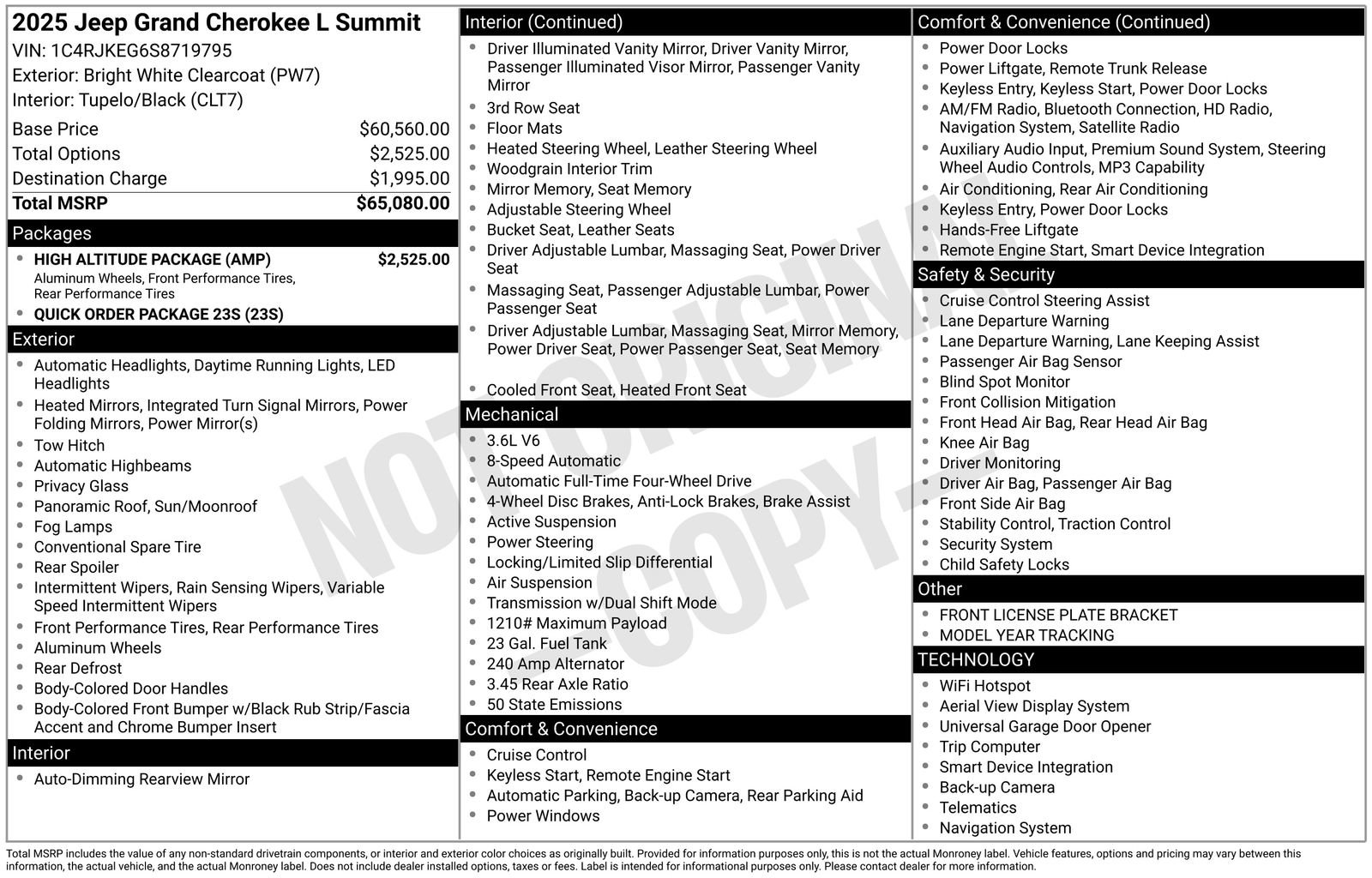 New 2025 Jeep Grand Cherokee L Summit w/ Obsidian Package image 45
