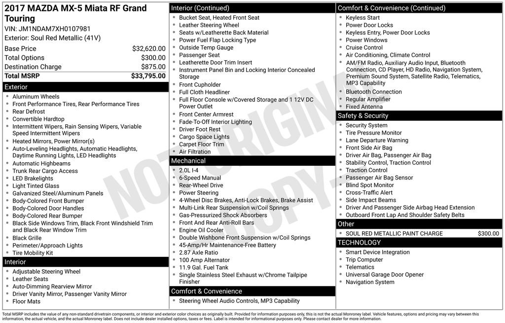 Used 2017 MAZDA MX-5 Miata RF Grand Touring image 7