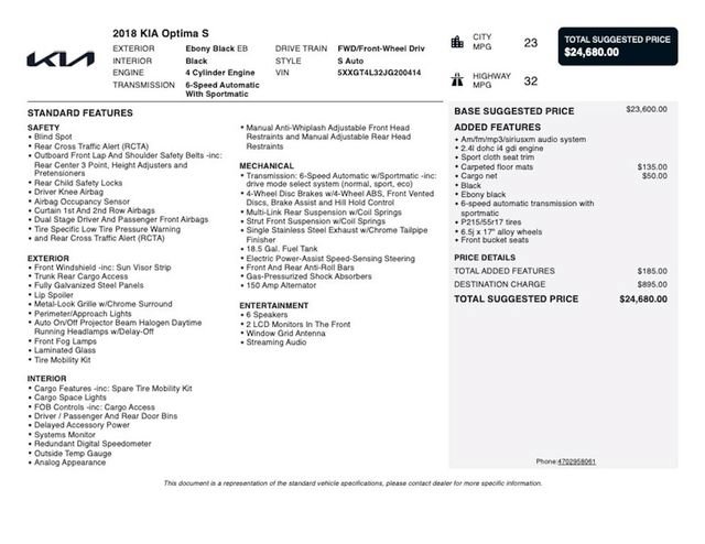 Used 2018 Kia Optima S FWD image 4