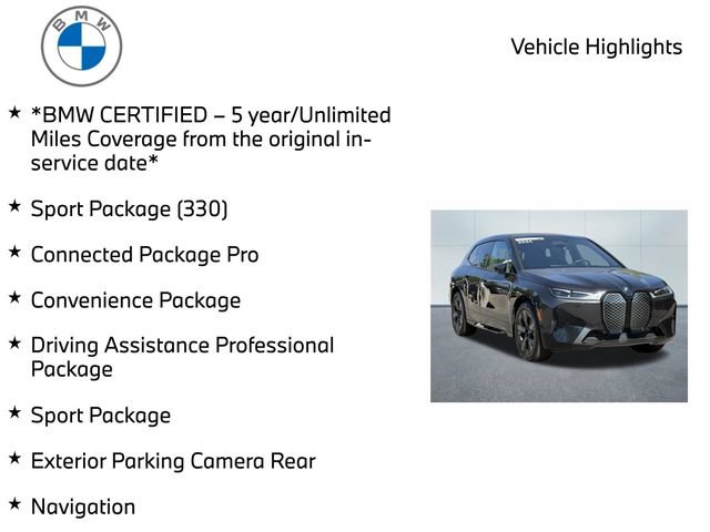 Certified 2024 BMW iX xDrive50 w/ Sport Package AWD/4WD image 10