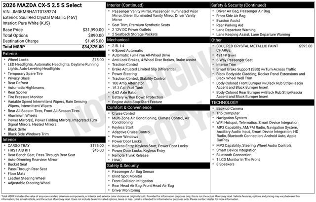 New 2026 MAZDA CX-5 Select AWD/4WD image 9