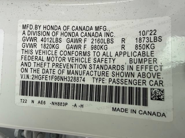Used 2022 Honda Civic Touring image 13