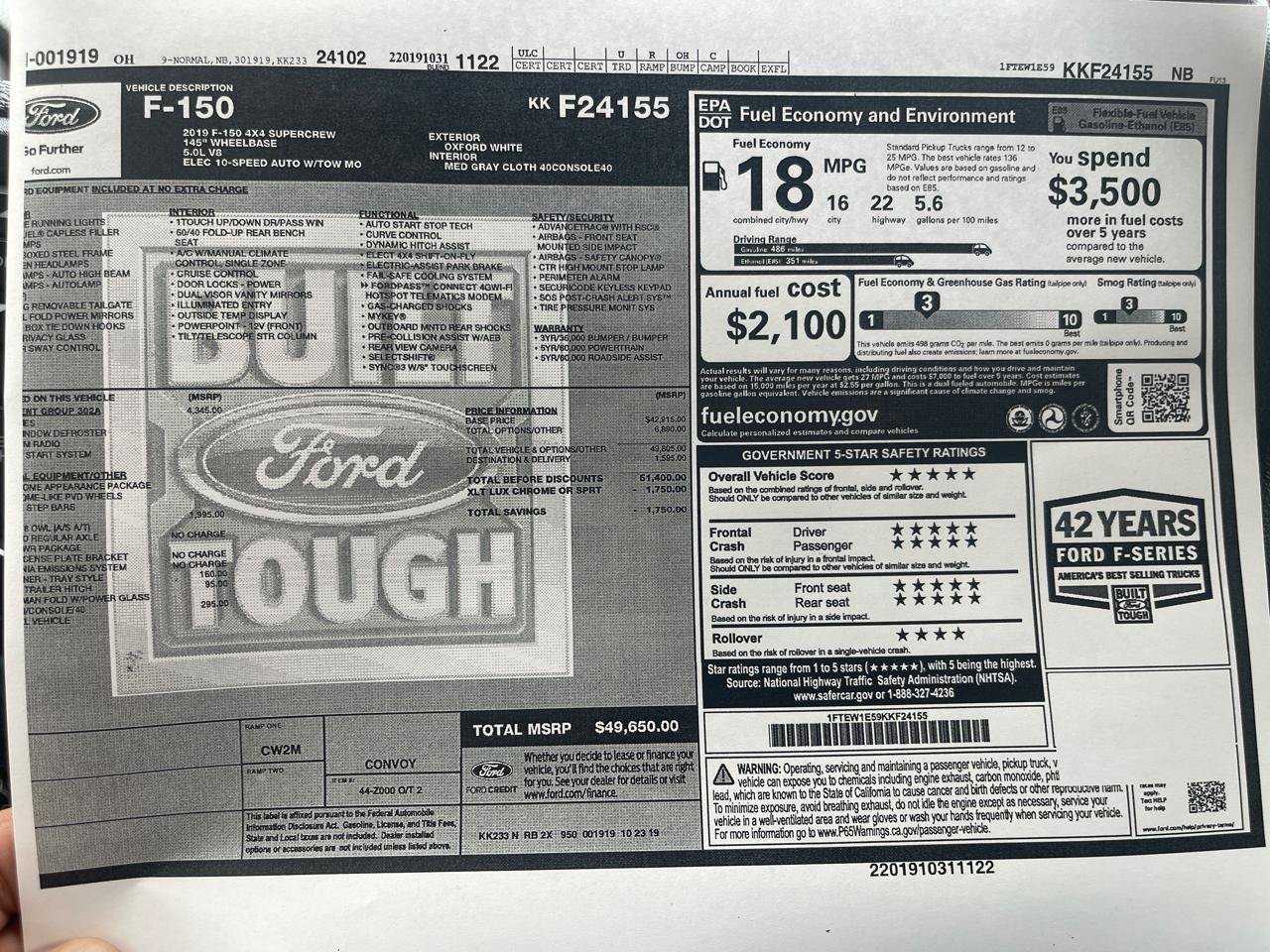 Used 2019 Ford F150 XLT w/ Equipment Group 302A Luxury AWD/4WD image 30