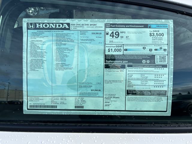 New 2026 Honda Civic Sport image 30