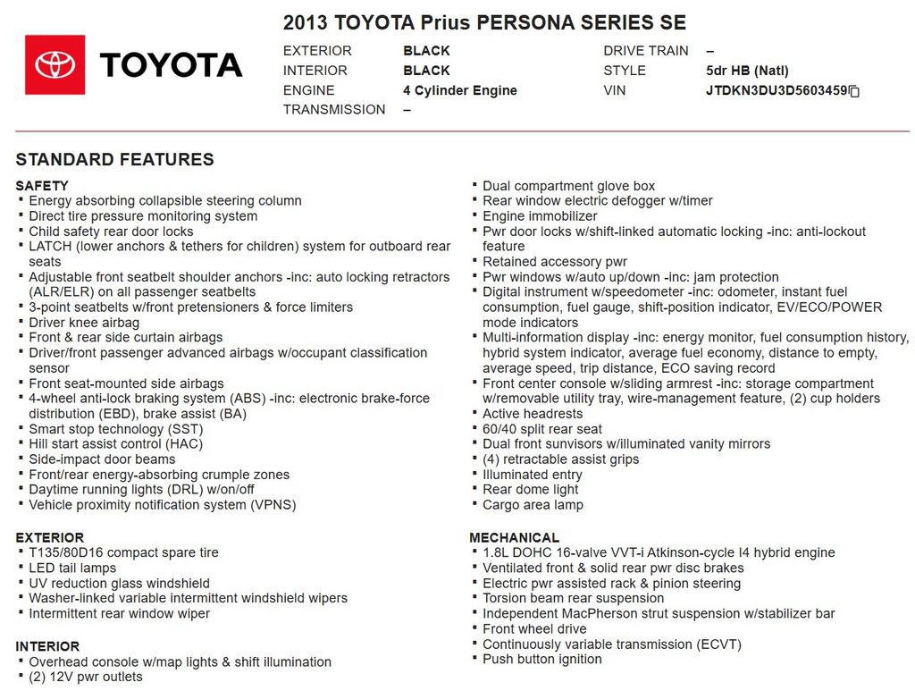 Used 2013 Toyota Prius Persona Series FWD image 16