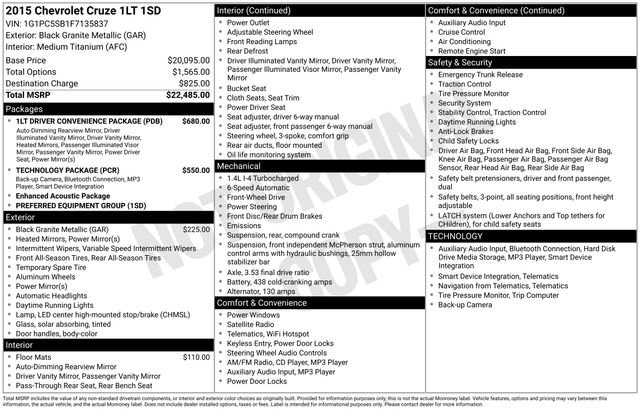 Used 2015 Chevrolet Cruze LT image 15