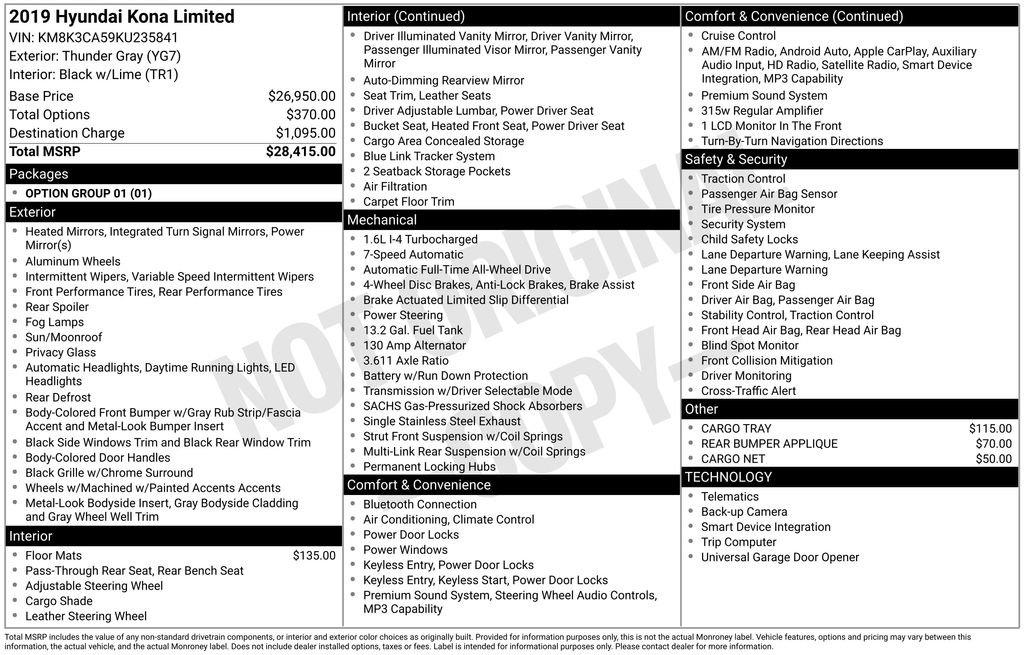 Used 2019 Hyundai Kona Limited AWD/4WD image 3