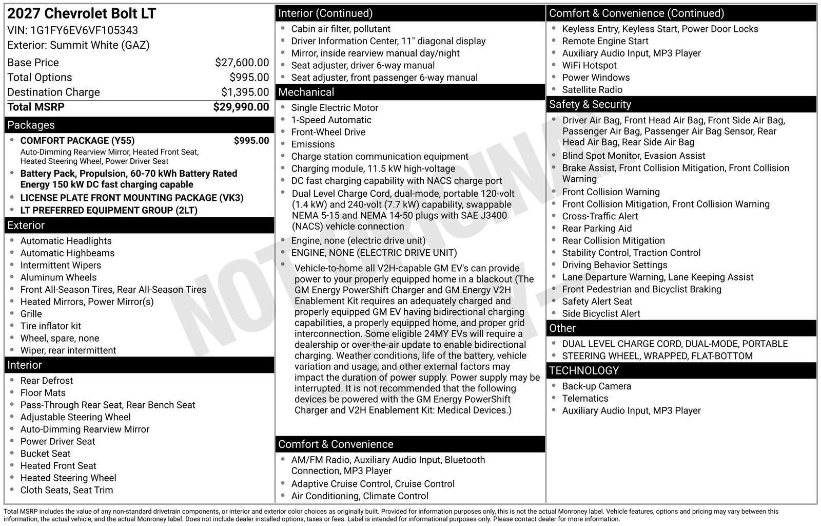 New 2027 Chevrolet Bolt LT w/ Comfort Package FWD image 4