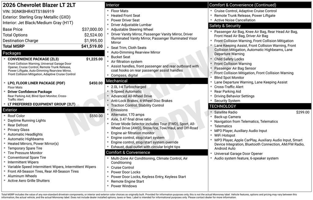 New 2026 Chevrolet Blazer LT w/ Convenience Package AWD/4WD image 3