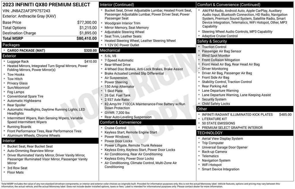 Used 2023 INFINITI QX80 Premium Select w/ Cargo Package image 8