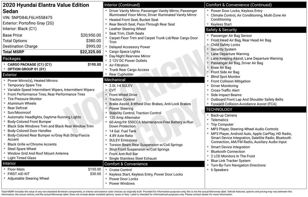Used 2020 Hyundai Elantra Value Edition w/ Cargo Package (C1) FWD image 13