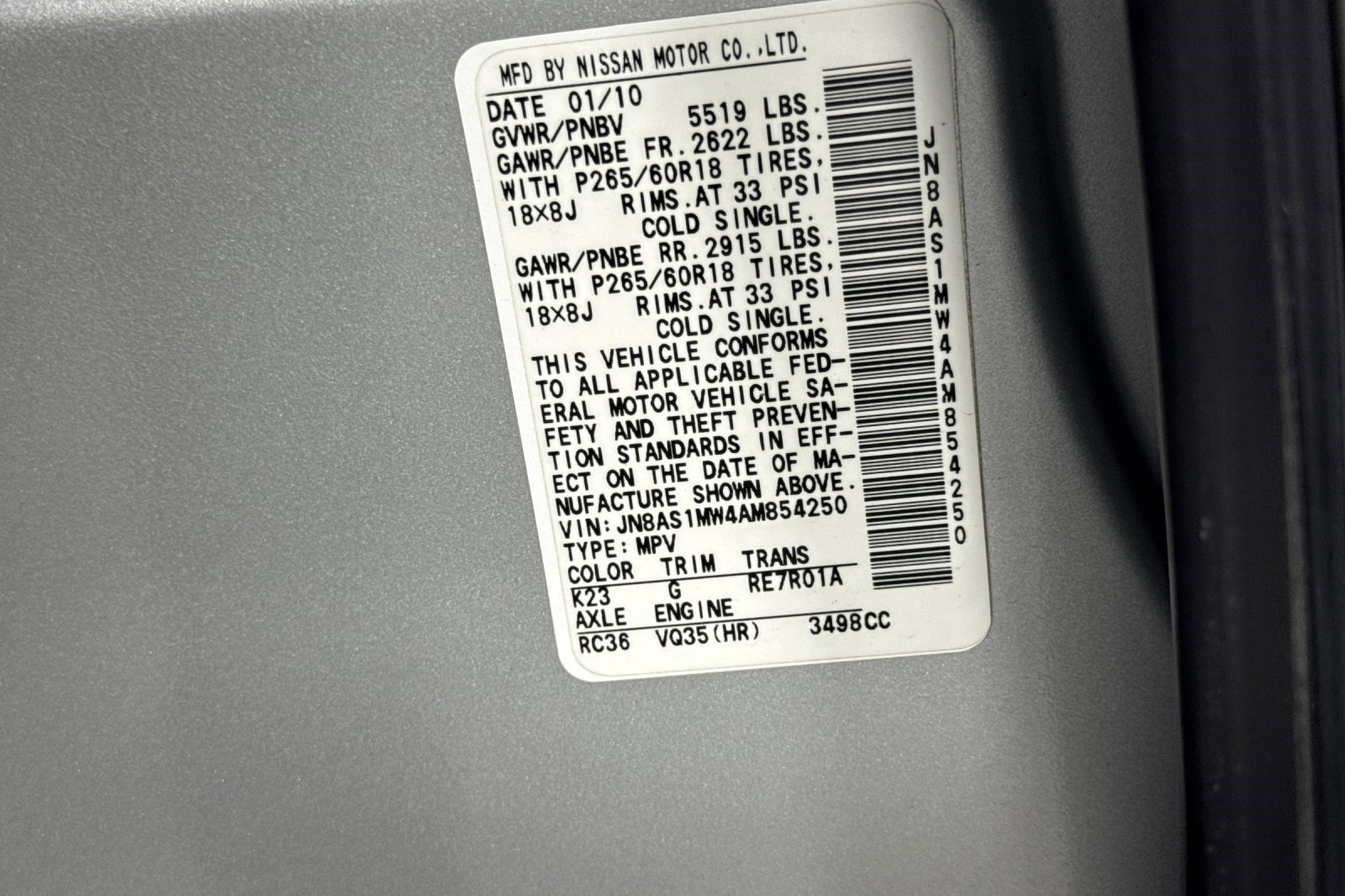 Used 2010 INFINITI FX35 AWD w/ Navigation Pkg image 20