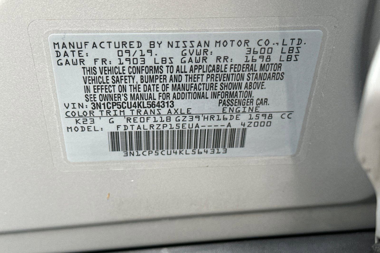 Used 2019 Nissan Kicks S FWD image 28