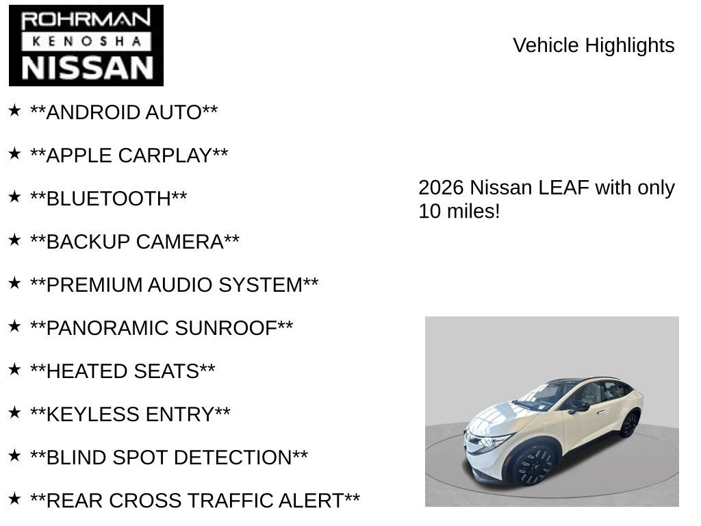 New 2026 Nissan Leaf Platinum+ w/ Cargo Package (Platinum+) FWD image 8