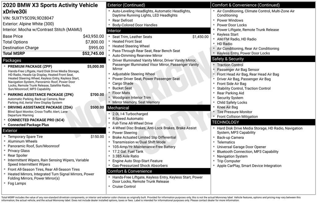 Used 2020 BMW X3 xDrive30i w/ Premium Package image 16