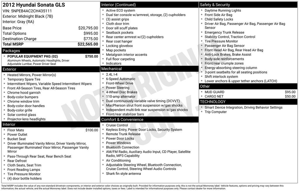 Used 2012 Hyundai Sonata GLS w/ Popular Equipment Pkg FWD image 29