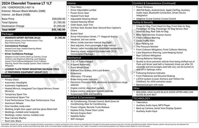 Used 2024 Chevrolet Traverse LT w/ Midnight/Sport Edition image 15