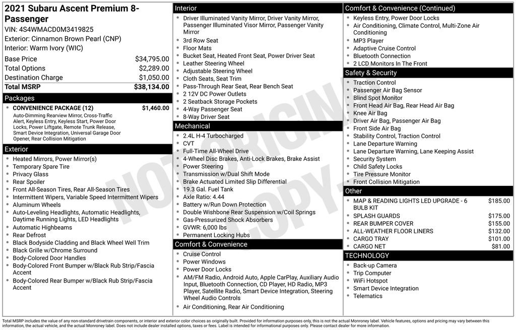 Used 2021 Subaru Ascent Premium w/ Convenience Package image 27