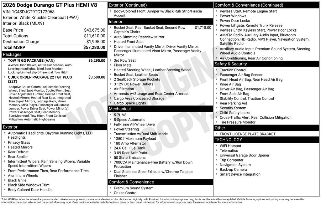 New 2026 Dodge Durango GT w/ Tow 'N Go Package image 42
