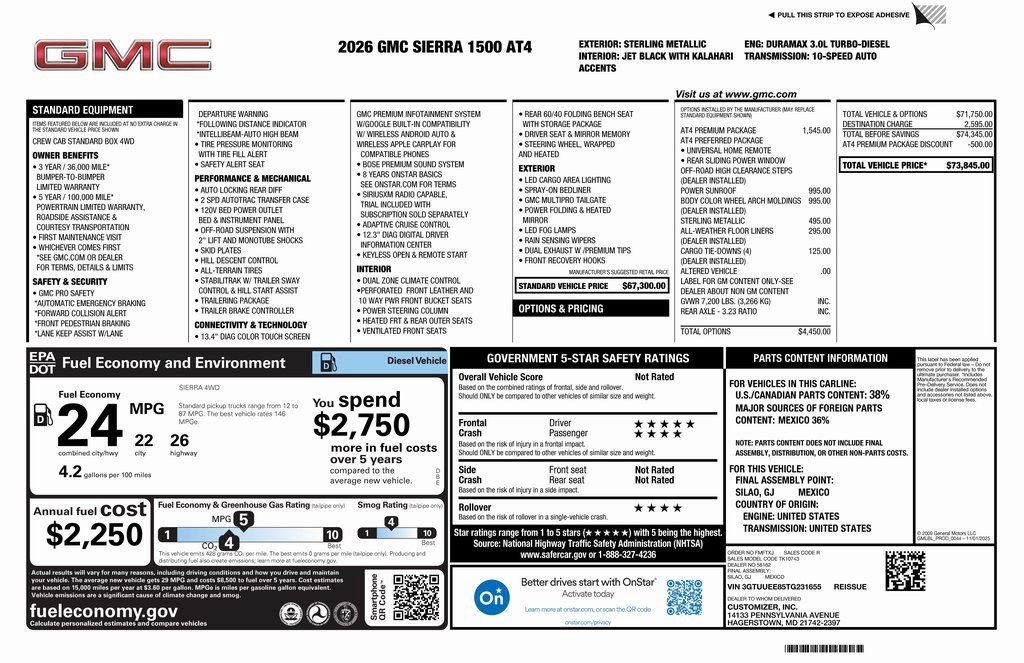 New 2026 GMC Sierra 1500 AT4 w/ AT4 Premium Package AWD/4WD image 4