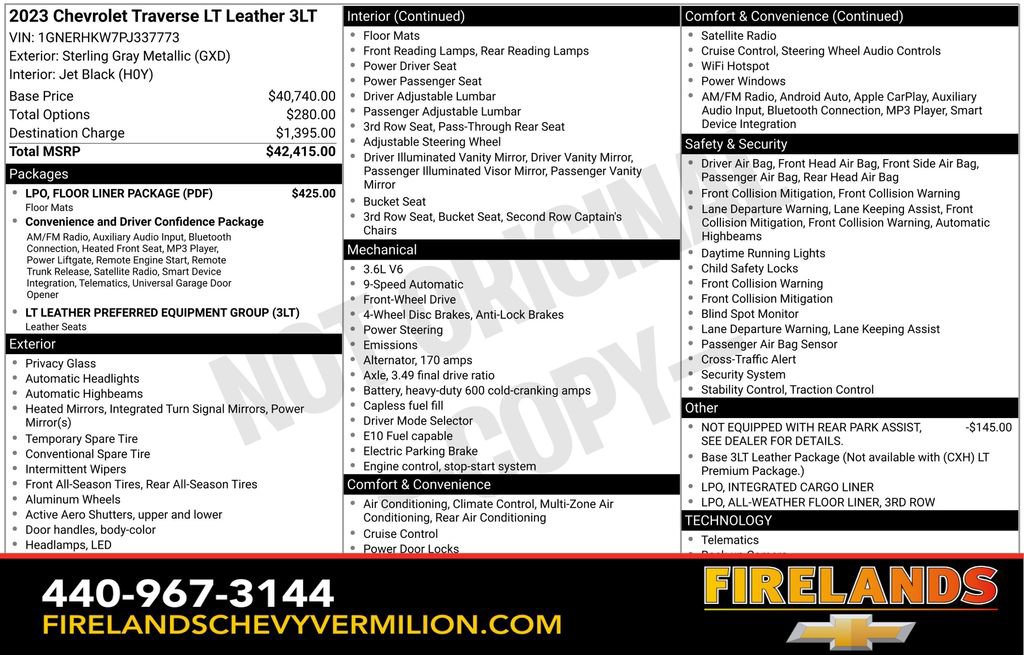 Certified 2023 Chevrolet Traverse LT w/ LPO, Floor Liner Package image 2