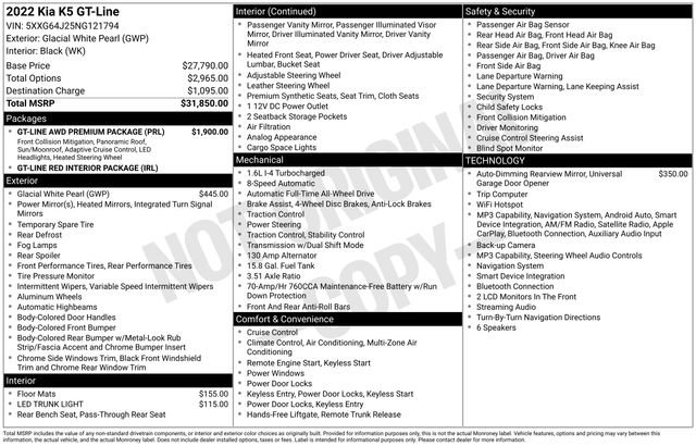 Used 2022 Kia K5 GT-Line w/ GT-Line Awd Premium Package image 32