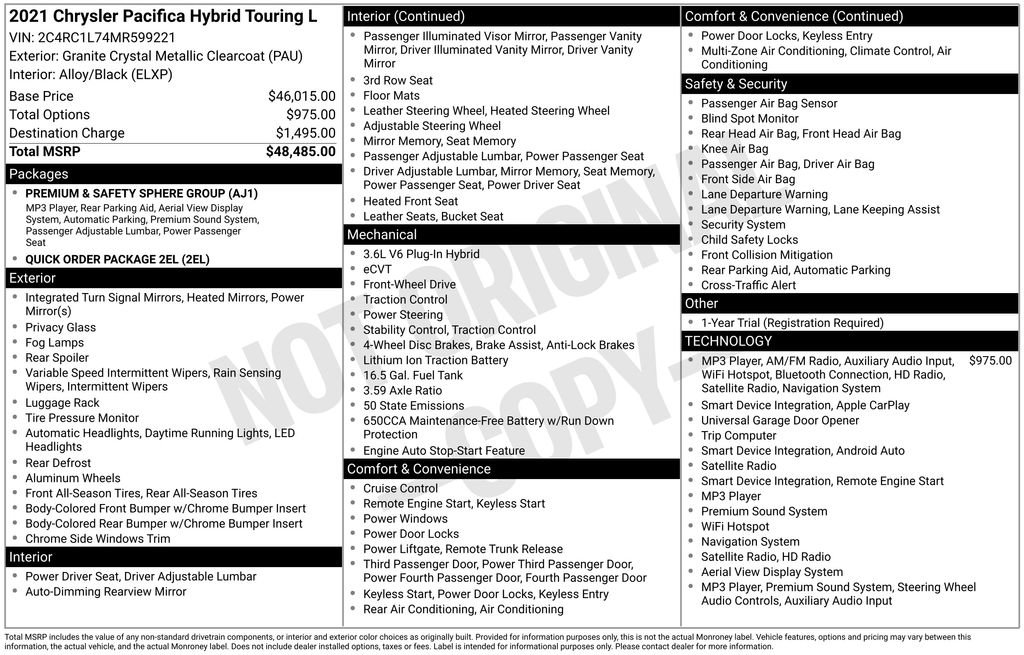 Used 2021 Chrysler Pacifica Touring-L FWD image 1