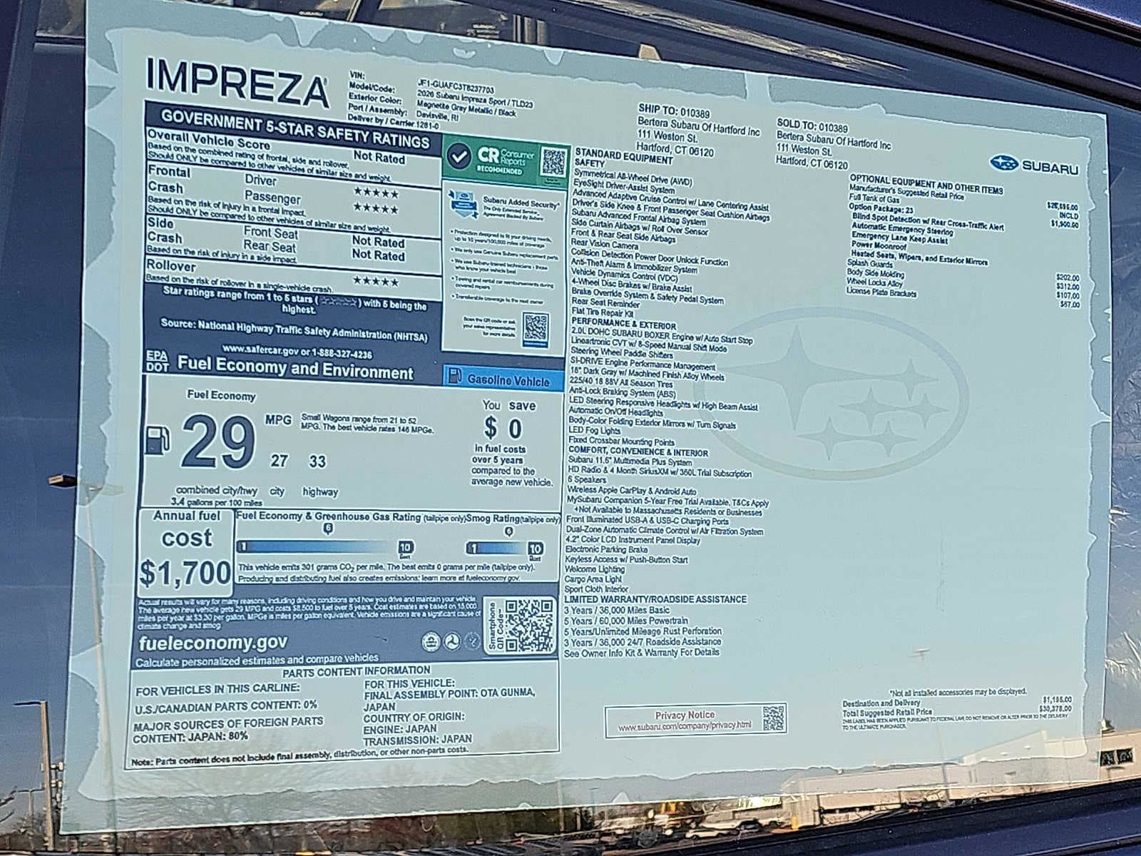 New 2026 Subaru Impreza 2.0i Sport image 11