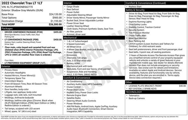 Certified 2022 Chevrolet Trax LT w/ Driver Confidence Package AWD/4WD image 29