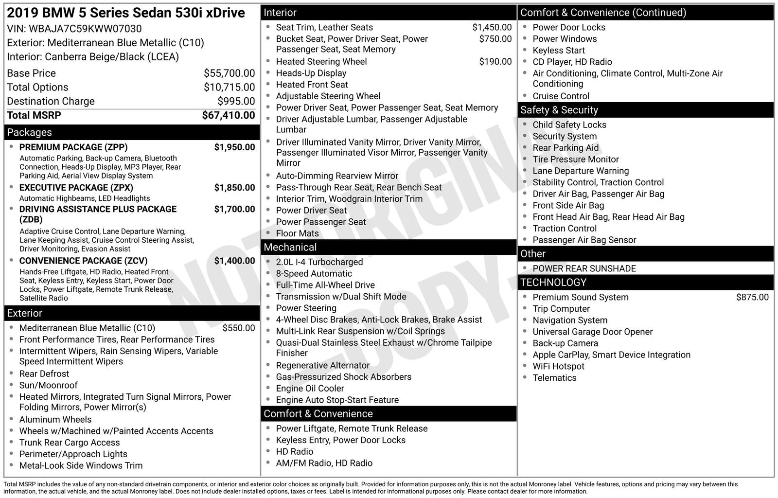 Used 2019 BMW 530i xDrive w/ Premium Package image 6