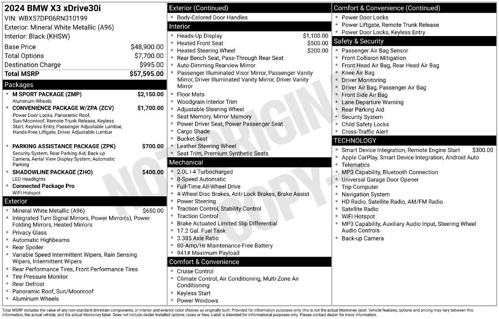 Used 2024 BMW X3 xDrive30i w/ M Sport Package AWD/4WD image 35