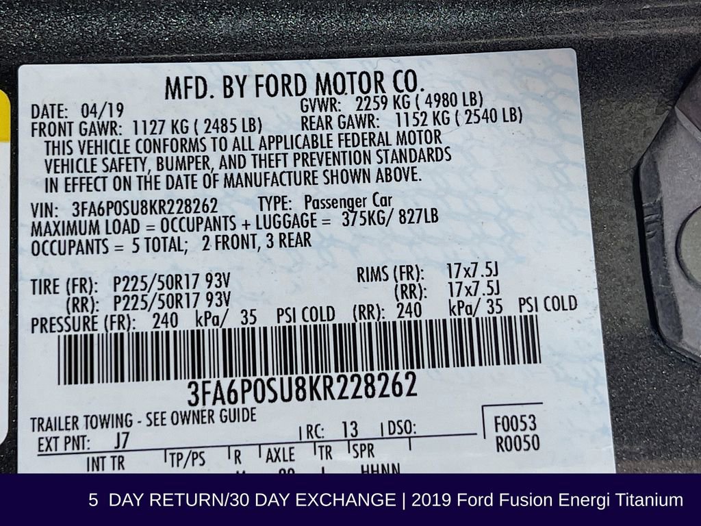 Used 2019 Ford Fusion Energi Titanium image 37