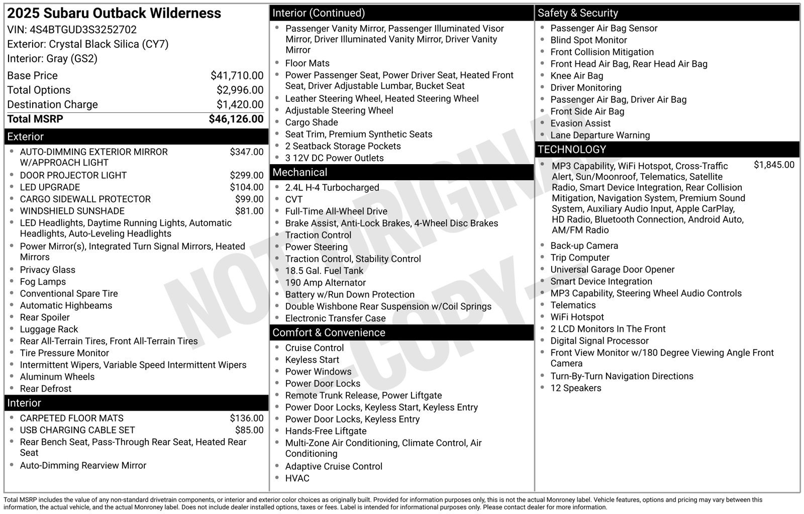 Certified 2025 Subaru Outback Wilderness AWD/4WD image 19