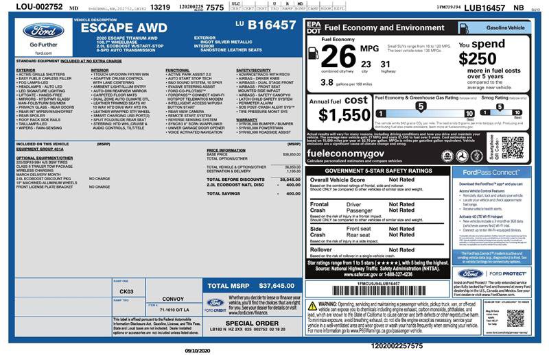 Used 2020 Ford Escape Titanium AWD/4WD image 2