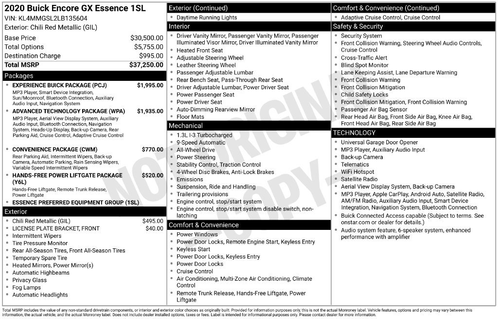 Used 2020 Buick Encore GX Essence w/ Experience Buick Package AWD/4WD image 12