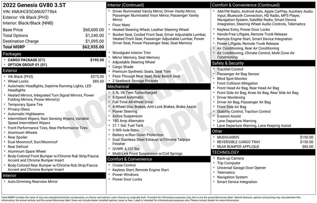 Used 2022 Genesis GV80 3.5T w/ Cargo Package image 34