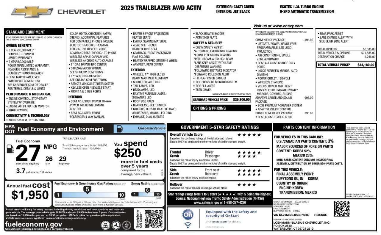 Used 2025 Chevrolet TrailBlazer ACTIV w/ Convenience Package AWD/4WD image 7
