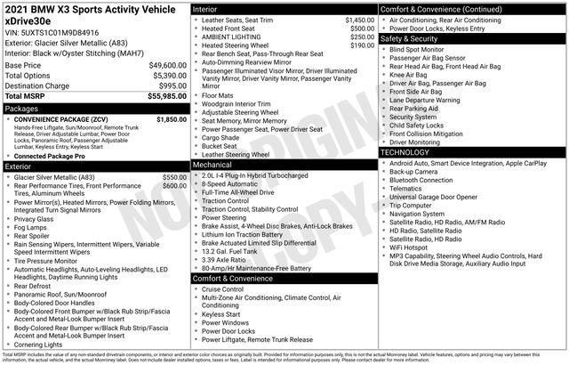 Used 2021 BMW X3 xDrive30e w/ Convenience Package image 2