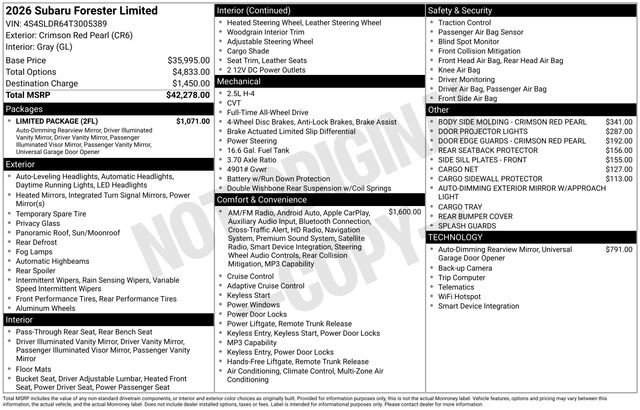 New 2026 Subaru Forester Limited w/ Limited Package AWD/4WD image 5