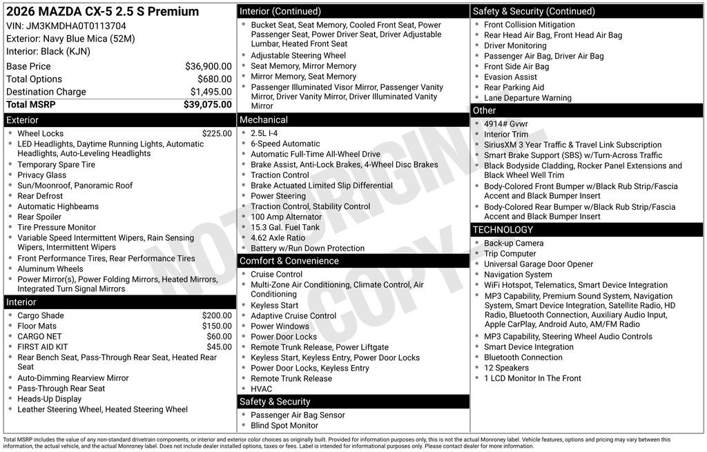 New 2026 MAZDA CX-5 2.5 S w/ Premium Package AWD/4WD image 35